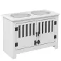 Comedero para Perro Elevado con 2 Cuencos de Acero Inoxidable 2x2 L con Almacenamiento 37 L y 2 Puertas con Pestillos Blanco