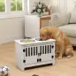 Comedero para Perro Elevado con 2 Cuencos de Acero Inoxidable 2x2 L con Almacenamiento 37 L y 2 Puertas con Pestillos Blanco