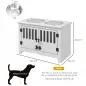Comedero para Perro Elevado con 2 Cuencos de Acero Inoxidable 2x2 L con Almacenamiento 37 L y 2 Puertas con Pestillos Blanco