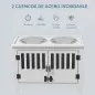 Comedero para Perro Elevado con 2 Cuencos de Acero Inoxidable 2x2 L con Almacenamiento 37 L y 2 Puertas con Pestillos Blanco