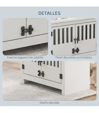 Comedero para Perro Elevado con 2 Cuencos de Acero Inoxidable 2x2 L con Almacenamiento 37 L y 2 Puertas con Pestillos Blanco