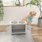Comedero para Perro Elevado con 2 Cuencos de Acero Inoxidable 2x2 L con Almacenamiento 37 L y 2 Puertas con Pestillos Blanco
