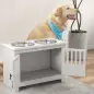 Comedero para Perro Elevado con 2 Cuencos de Acero Inoxidable 2x2 L con Almacenamiento 37 L y 2 Puertas con Pestillos Blanco