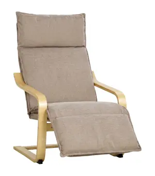 Butaca de Salón Tapizada en Lino con Reposapiés con Balanceo Suave Respaldo Alto Asiento Amplio Marrón Claro