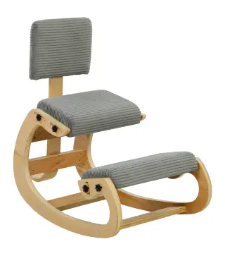 Silla de Rodillas Ergonómica con Respaldo Apoyo para Rodillas y Tapizado de Pana Gris