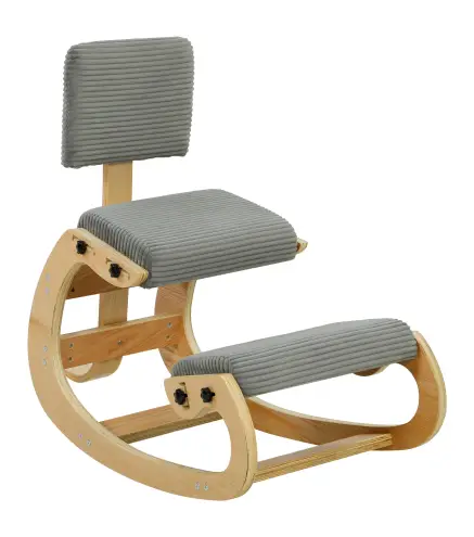 Silla de Rodillas Ergonómica con Respaldo Apoyo para Rodillas y Tapizado de Pana Gris