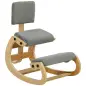 Silla de Rodillas Ergonómica con Respaldo Apoyo para Rodillas y Tapizado de Pana Gris