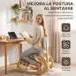 Silla de Rodillas Ergonómica con Respaldo Apoyo para Rodillas y Tapizado de Pana Gris