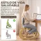 Silla de Rodillas Ergonómica con Respaldo Apoyo para Rodillas y Tapizado de Pana Gris
