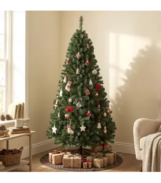 Árbol de Navidad Artificial 200 cm con 1000 Ramas Base Plegable Diseño por Secciones Fácil de Montar Verde