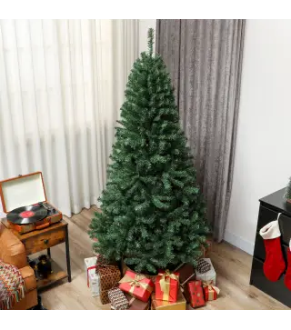 Árbol de Navidad Artificial 200 cm con 1000 Ramas Base Plegable Diseño por Secciones Fácil de Montar Verde