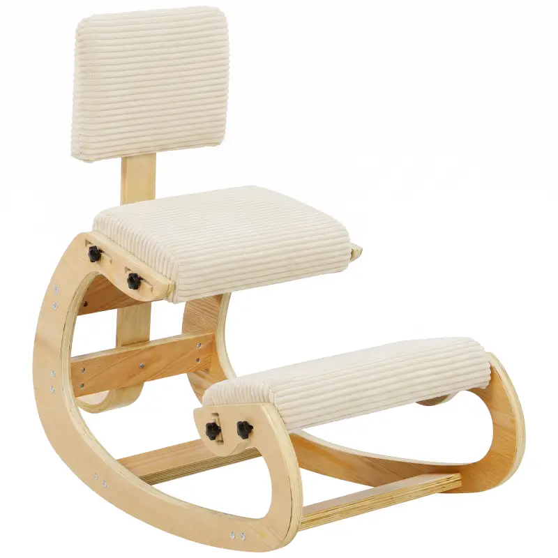 Silla de Rodillas Ergonómica con Respaldo Apoyo para Rodillas y Tapizado de Pana Crema Silla de Rodillas Ergonómica con Respaldo Apoyo para Rodillas y Tapizado de Pana Crema