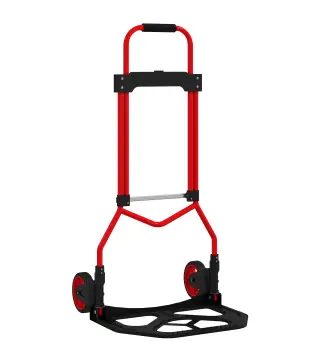 Carretilla Plegable con Mango Telescópico Ajustable Carga 60 kg Carretilla de Mano con Ruedas para Garaje Oficina Rojo