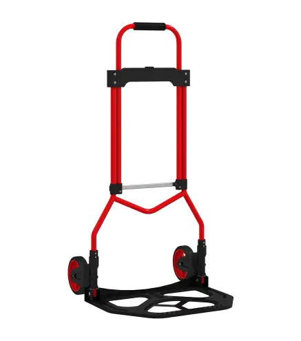 Carretilla Plegable con Mango Telescópico Ajustable Carga 60 kg Carretilla de Mano con Ruedas para Garaje Oficina Rojo