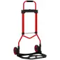 Carretilla Plegable con Mango Telescópico Ajustable Carga 60 kg Carretilla de Mano con Ruedas para Garaje Oficina Rojo