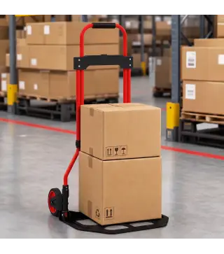 Carretilla Plegable con Mango Telescópico Ajustable Carga 60 kg Carretilla de Mano con Ruedas para Garaje Oficina Rojo