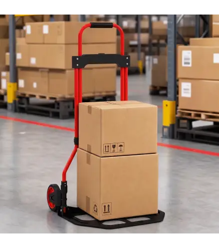 Carretilla Plegable con Mango Telescópico Ajustable Carga 60 kg Carretilla de Mano con Ruedas para Garaje Oficina Rojo