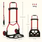 Carretilla Plegable con Mango Telescópico Ajustable Carga 60 kg Carretilla de Mano con Ruedas para Garaje Oficina Rojo