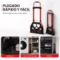 Carretilla Plegable con Mango Telescópico Ajustable Carga 60 kg Carretilla de Mano con Ruedas para Garaje Oficina Rojo