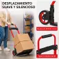 Carretilla Plegable con Mango Telescópico Ajustable Carga 60 kg Carretilla de Mano con Ruedas para Garaje Oficina Rojo