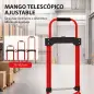 Carretilla Plegable con Mango Telescópico Ajustable Carga 60 kg Carretilla de Mano con Ruedas para Garaje Oficina Rojo