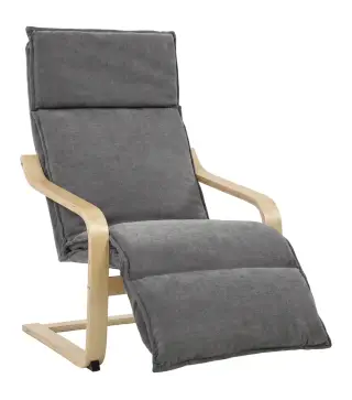Butaca de Salón Tapizada en Lino con Reposapiés con Balanceo Suave Respaldo Alto Asiento Amplio Gris Oscuro