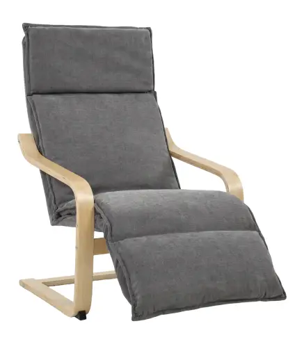 Butaca de Salón Tapizada en Lino con Reposapiés con Balanceo Suave Respaldo Alto Asiento Amplio Gris Oscuro