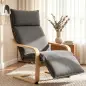 Butaca de Salón Tapizada en Lino con Reposapiés con Balanceo Suave Respaldo Alto Asiento Amplio Gris Oscuro