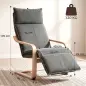 Butaca de Salón Tapizada en Lino con Reposapiés con Balanceo Suave Respaldo Alto Asiento Amplio Gris Oscuro
