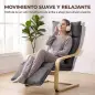 Butaca de Salón Tapizada en Lino con Reposapiés con Balanceo Suave Respaldo Alto Asiento Amplio Gris Oscuro