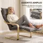 Butaca de Salón Tapizada en Lino con Reposapiés con Balanceo Suave Respaldo Alto Asiento Amplio Gris Oscuro