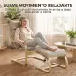 Sillón con Reposapiés Tapizado en Lino con Balanceo Suave Respaldo Alto Brazos y Patas de Madera Beige