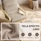 Sillón con Reposapiés Tapizado en Lino con Balanceo Suave Respaldo Alto Brazos y Patas de Madera Beige