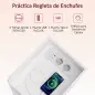 Juego de 2 Mesitas de Noche Estrechas con Estación de Carga Puerta Compartimento Abierto Estante Ajustable Blanco
