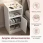Juego de 2 Mesitas de Noche Estrechas con Estación de Carga Puerta Compartimento Abierto Estante Ajustable Blanco