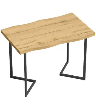 Mesa de Comedor para 2 Personas con Tablero Grueso Patas Metálicas Estilo Moderno 110x67x75,5 cm Roble