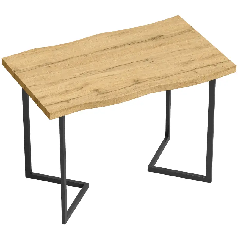 Mesa de Comedor para 2 Personas con Tablero Grueso Patas Metálicas Estilo Moderno 110x67x75,5 cm Roble Mesa de Comedor para 2 Personas con Tablero Grueso Patas Metálicas Estilo Moderno 110x67x75,5 cm Roble