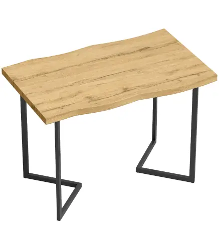 Mesa de Comedor para 2 Personas con Tablero Grueso Patas Metálicas Estilo Moderno 110x67x75,5 cm Roble