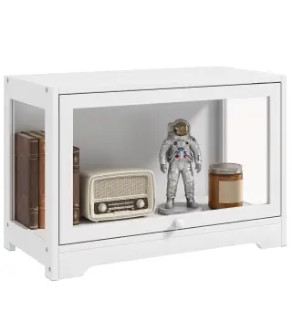 Vitrina Expositora para Colecciones con Puerta Abatible de Acrílico para Figuras de Decoración 59x30x40 cm Blanco