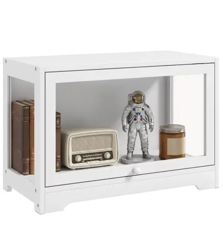 Vitrina Expositora para Colecciones con Puerta Abatible de Acrílico para Figuras de Decoración 59x30x40 cm Blanco