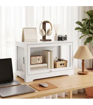 Vitrina Expositora para Colecciones con Puerta Abatible de Acrílico para Figuras de Decoración 59x30x40 cm Blanco