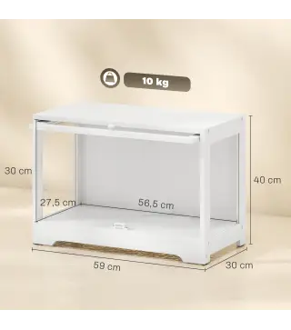 Vitrina Expositora para Colecciones con Puerta Abatible de Acrílico para Figuras de Decoración 59x30x40 cm Blanco