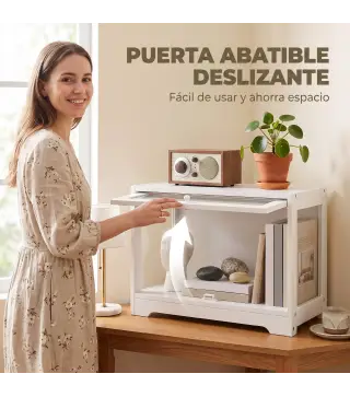 Vitrina Expositora para Colecciones con Puerta Abatible de Acrílico para Figuras de Decoración 59x30x40 cm Blanco