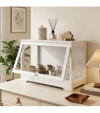 Vitrina Expositora para Colecciones con Puerta Abatible de Acrílico para Figuras de Decoración 59x30x40 cm Blanco