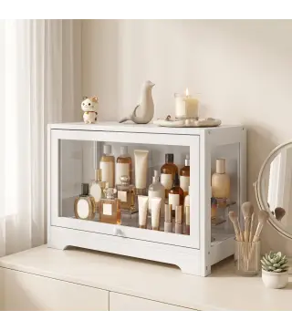 Vitrina Expositora para Colecciones con Puerta Abatible de Acrílico para Figuras de Decoración 59x30x40 cm Blanco