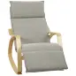 Silla Mecedora con Reposapiés Ajustable en 5 Posiciones Reposabrazos de Madera Acolchado Doble Capa Gris Claro Silla Mecedora con Reposapiés Ajustable en 5 Posiciones Reposabrazos de Madera Acolchado Doble Capa Gris Claro