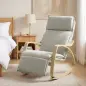 Silla Mecedora con Reposapiés Ajustable en 5 Posiciones Reposabrazos de Madera Acolchado Doble Capa Gris Claro Silla Mecedora con Reposapiés Ajustable en 5 Posiciones Reposabrazos de Madera Acolchado Doble Capa Gris Claro