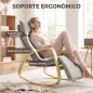 Silla Mecedora con Reposapiés Ajustable en 5 Posiciones Reposabrazos de Madera Acolchado Doble Capa Gris Claro Silla Mecedora con Reposapiés Ajustable en 5 Posiciones Reposabrazos de Madera Acolchado Doble Capa Gris Claro