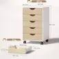 Cajonera Oficina con Ruedas y 5 Cajones Archivador Móvil, para Estudio Salón 40x40x67 cm Blanco y Natural