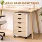 Cajonera Oficina con Ruedas y 5 Cajones Archivador Móvil, para Estudio Salón 40x40x67 cm Blanco y Natural